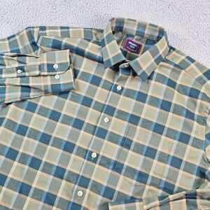UNTUCKit Shirt Mens Medium Green Plaid Flannel Long Sleeve Button Up Stretch